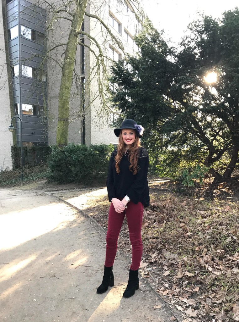 best red and black outfit pic